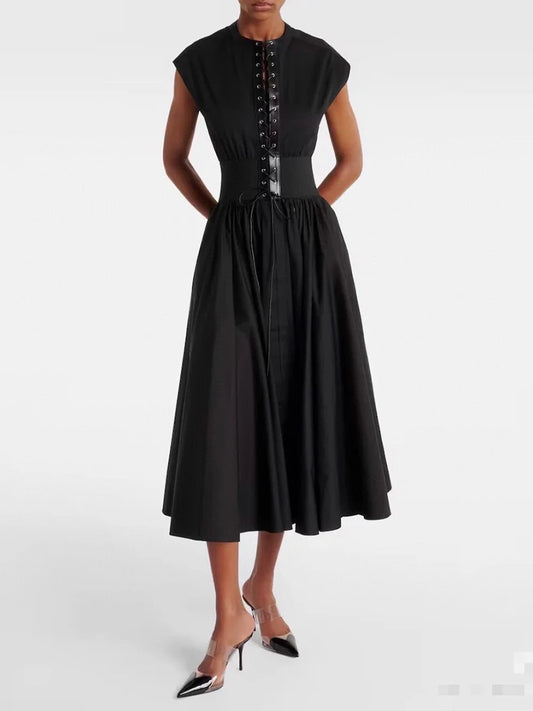 Elegant Lace-Up Slimming Sleeveless Dress