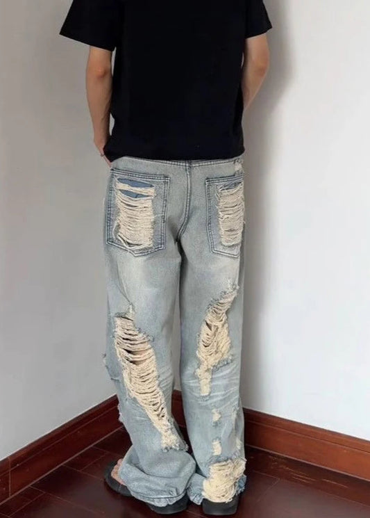 Vintage Blue Y2K Ripped Boyfriend Jeans