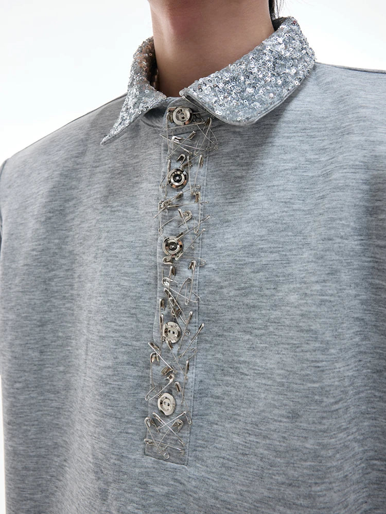 Stylish Original Patchwork Shoulder Pad T-Shirt