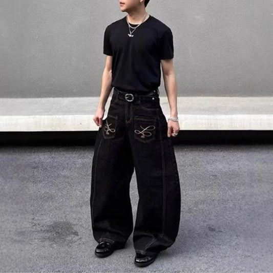 Retro Y2K Pocket Decoration Loose Jeans