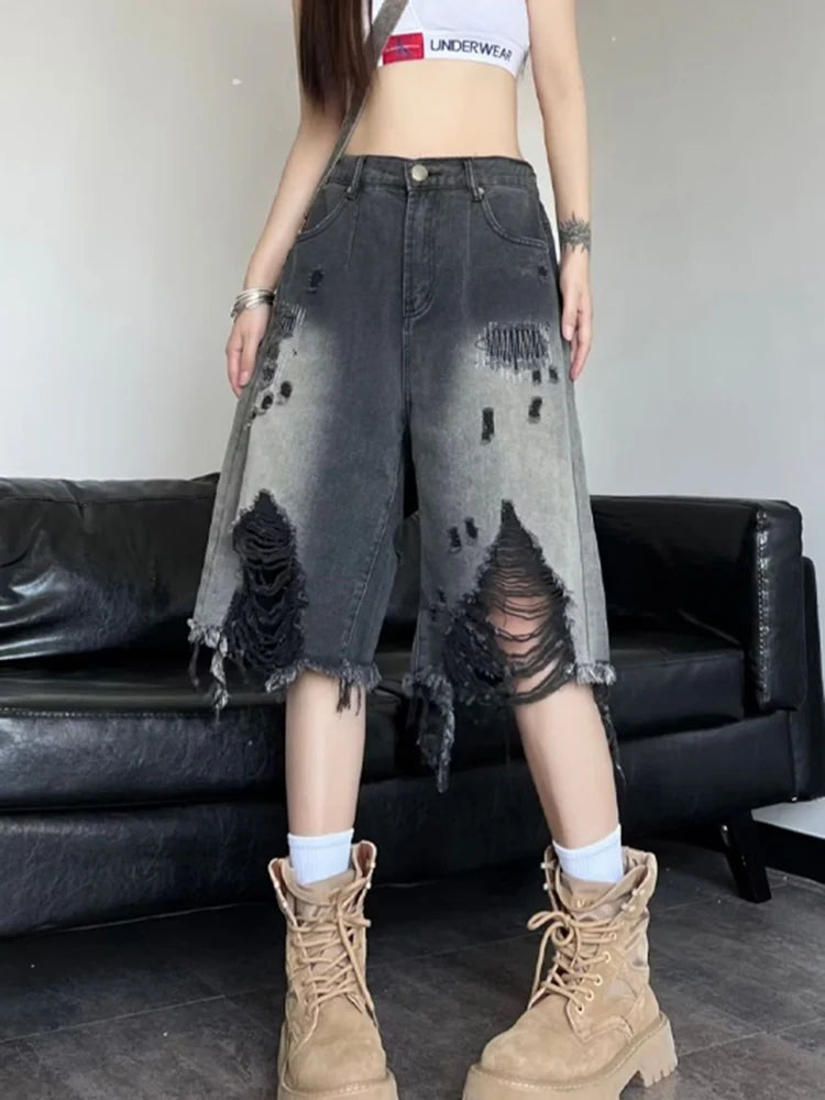 Vintage Gradient Denim Shorts American Jeans