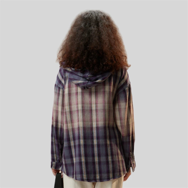 Luxury Plaid Hooded Pure Cotton Shirt