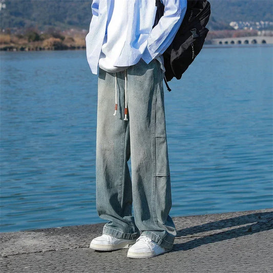 High Street Distressed Baggy Patchwork Jeans