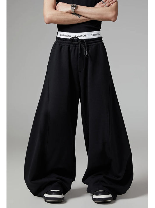 Black Flowy Baggy Wide Leg Pants