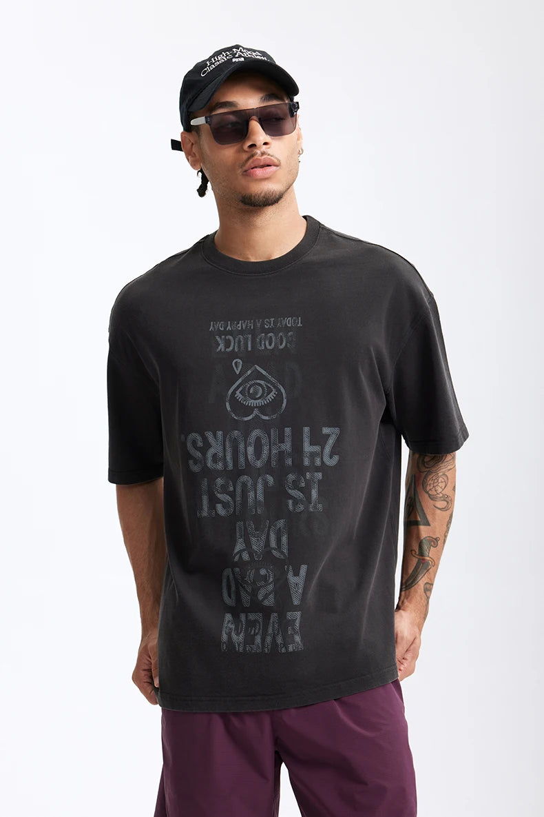 Heavyweight Cotton Letter Print Crew T-Shirt