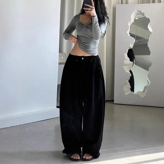 Vintage Grey Oversized Sweatpants Retro Pants