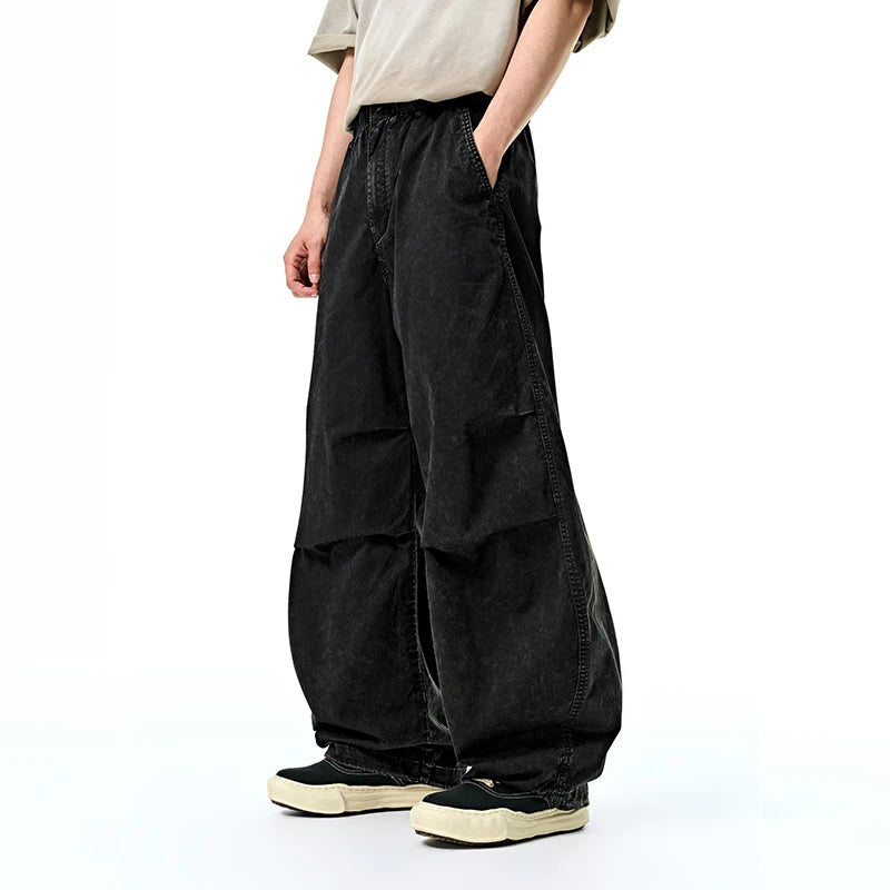 Vintage Washed Wide Leg Cargo Pants