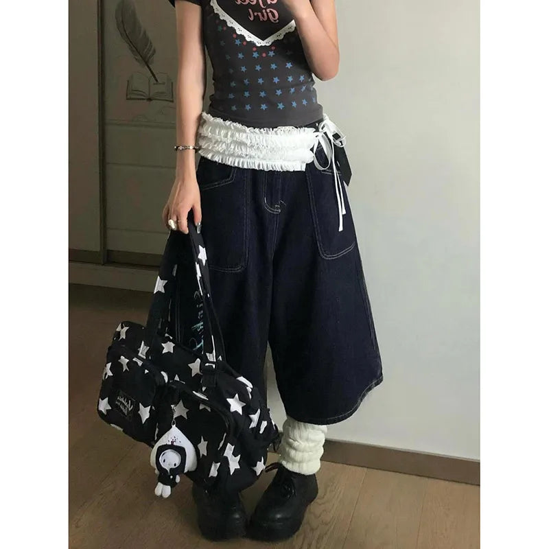 Vintage High Waist Baggy Blue Jorts