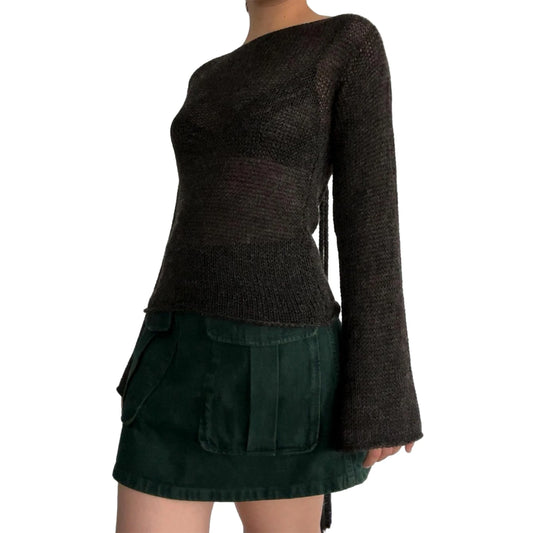 Elegant Knit Boat Neck Sweater T-Shirt