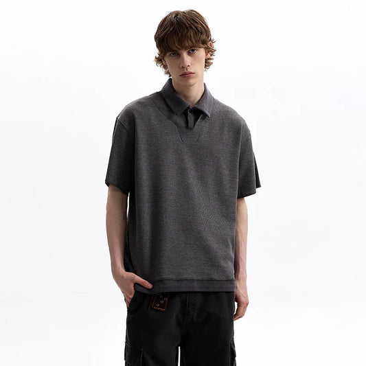 Elegant Two-Piece Lapel Short Sleeve T-Shirt