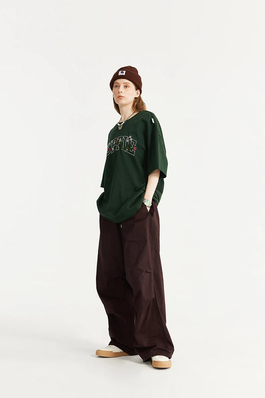 Elastic Waist Baggy Parachute Cargo Pants