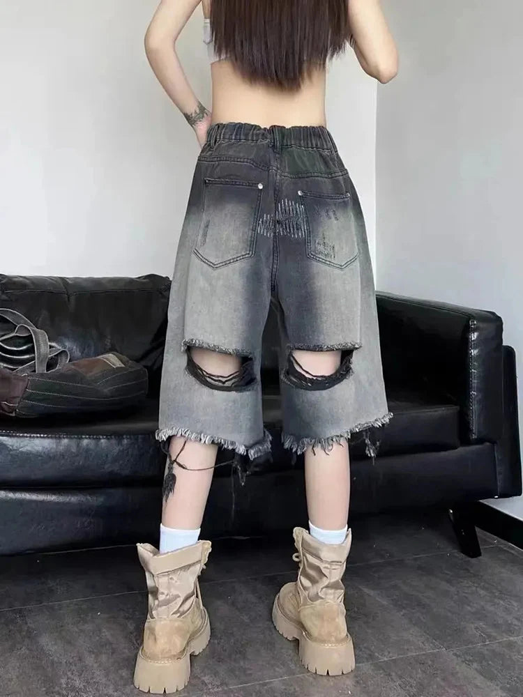 Vintage Gradient Denim Shorts American Jeans