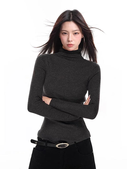 Cozy Knit Turtleneck Sweater Long T-Shirt