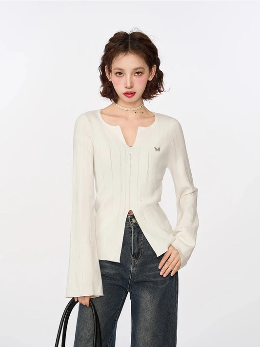 Chic V Neck Knitted Women's Knitwear