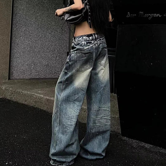 Blue High Waist Baggy Vintage Jeans