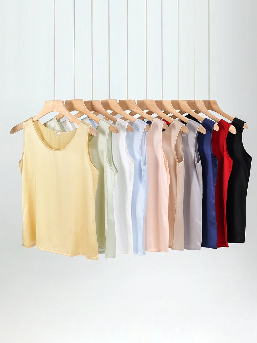 Luxurious Silk Chic O-Neck Tank T-Shirt