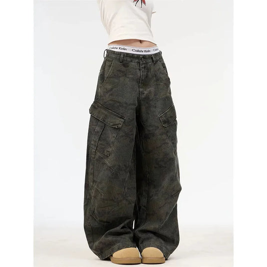 Vintage Military Green High Waist Jeans