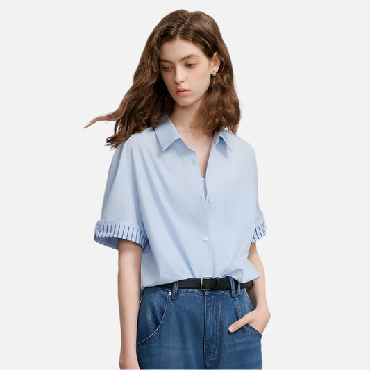 Stylish Short Sleeve Summer Blouse Shirt