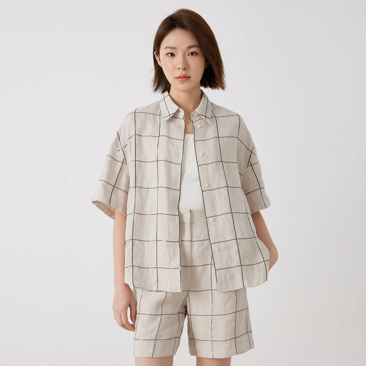 Versatile Breathable Linen Short-Sleeve Shirt