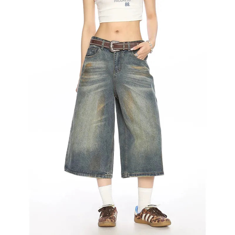 Vintage High Waist Blue Denim Shorts