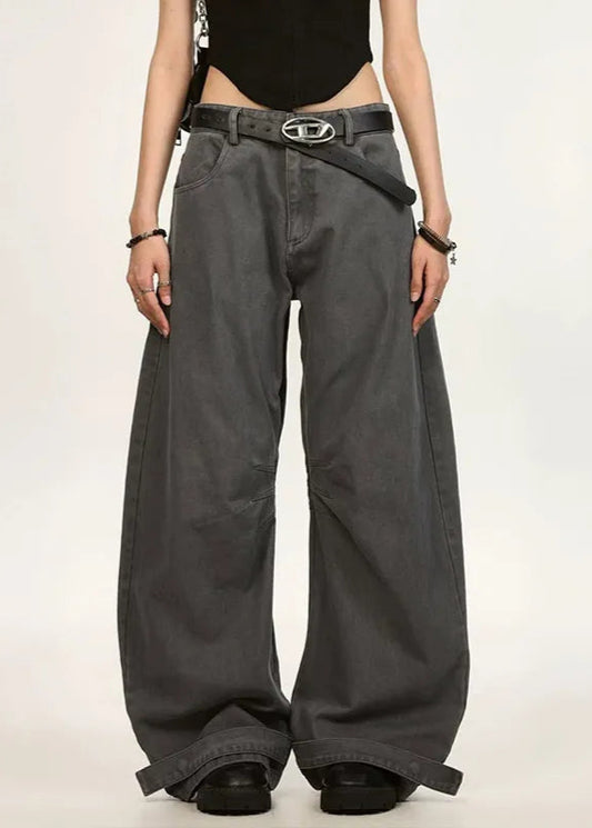 Dark Grey Y2K Vintage Wide Jeans