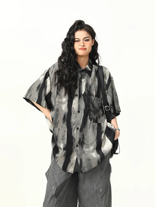 Ink Tie Dye Casual Long Shirt