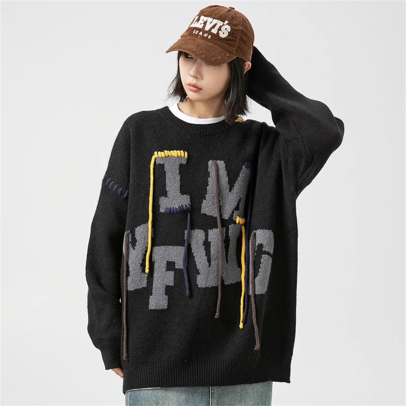 Luxury Oversize Alphabet Embroidered Knit Shirt
