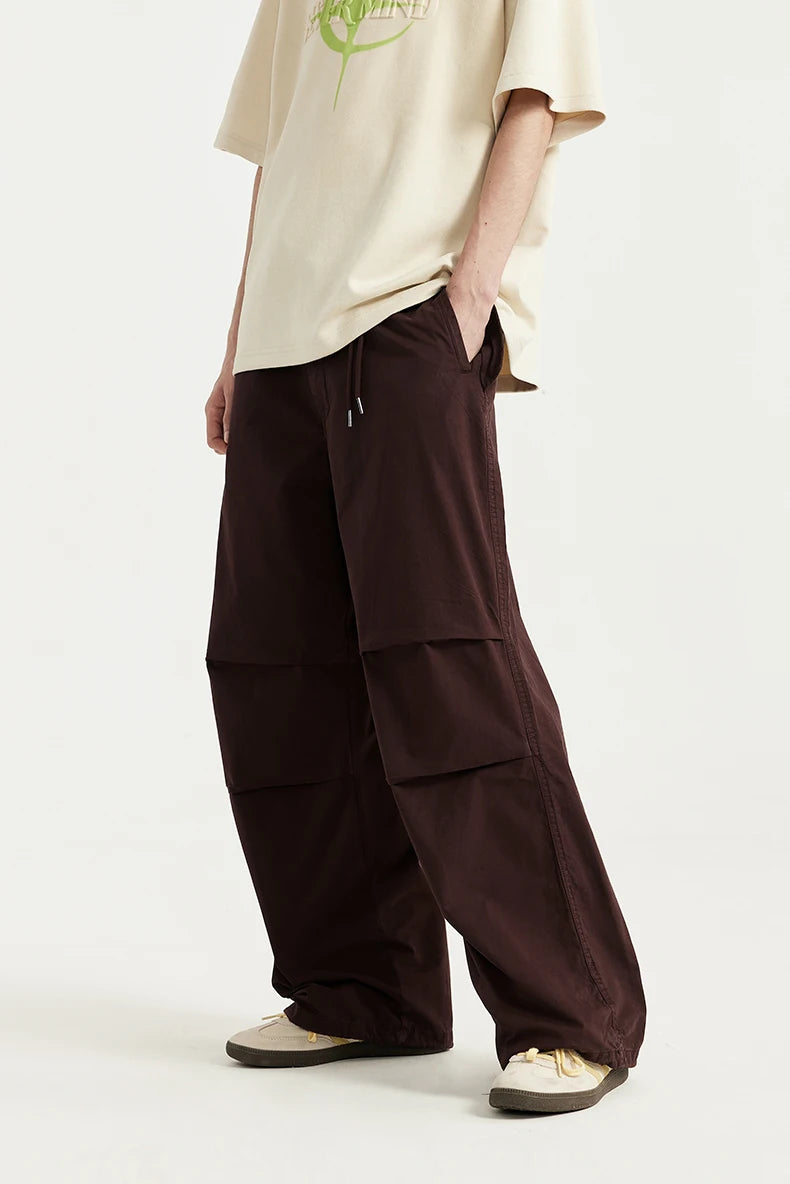 Elastic Waist Baggy Parachute Cargo Pants