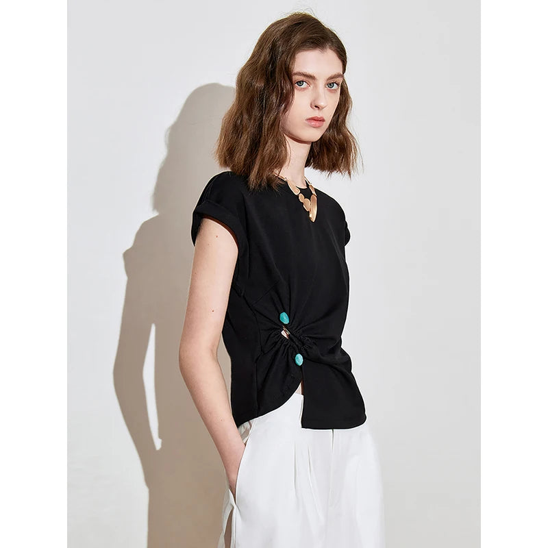 Twisted Lyocell Cotton Short Sleeve T-Shirt