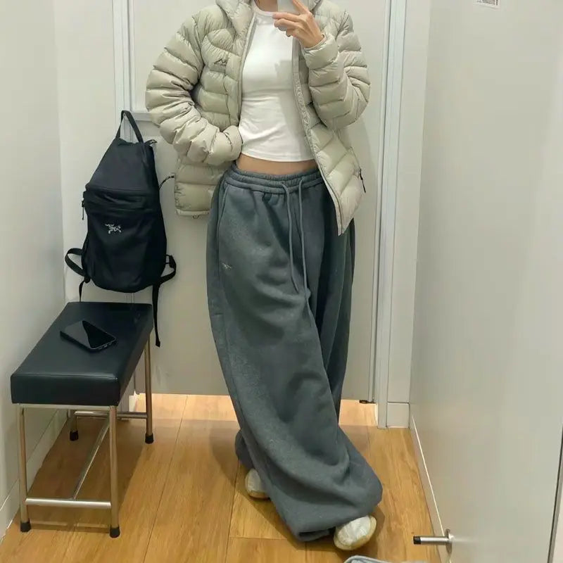 Vintage Wide Leg Sweatpants Women Pants