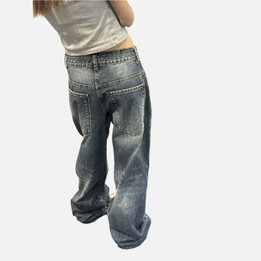 Vintage Oversize Boyfriend Ripped Blue Jeans