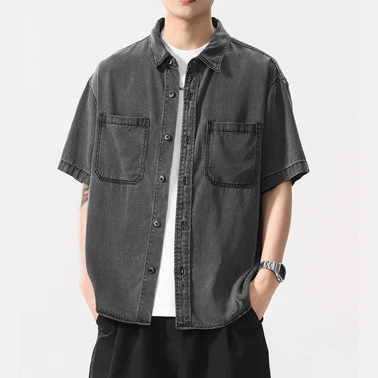 Lightweight Lyocell Denim Short Sleeve Shirt
