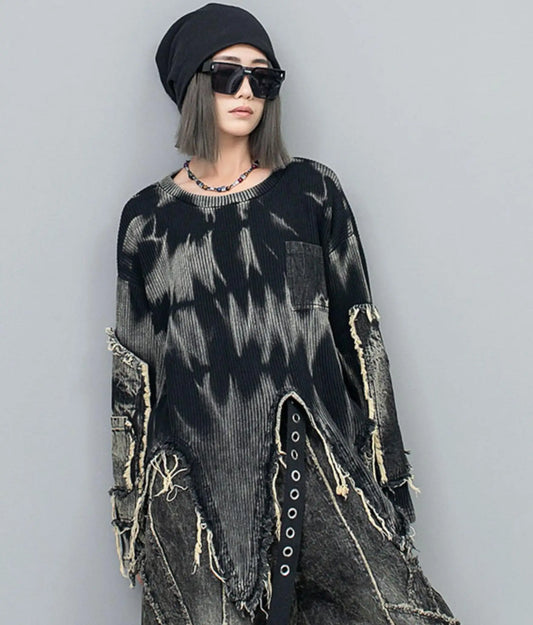 Vintage Distressed Knit Sweater Long Sleeve