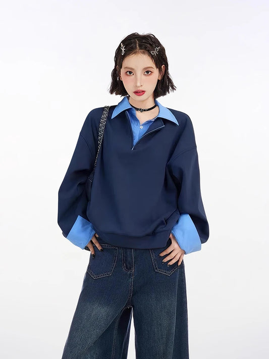 Versatile Loose Collar Sweatshirt