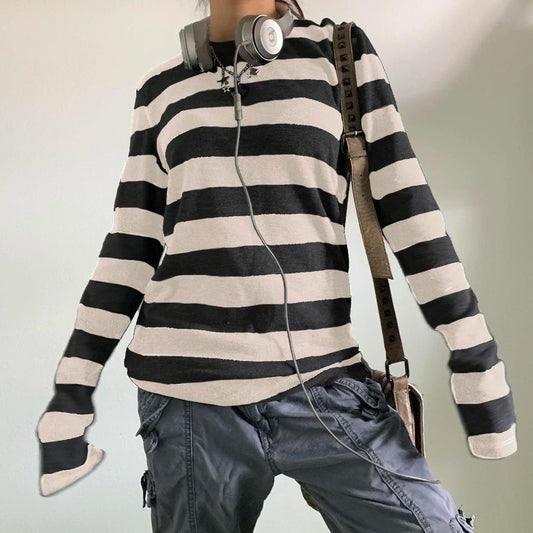Gothic Striped Long Sleeve T-Shirt