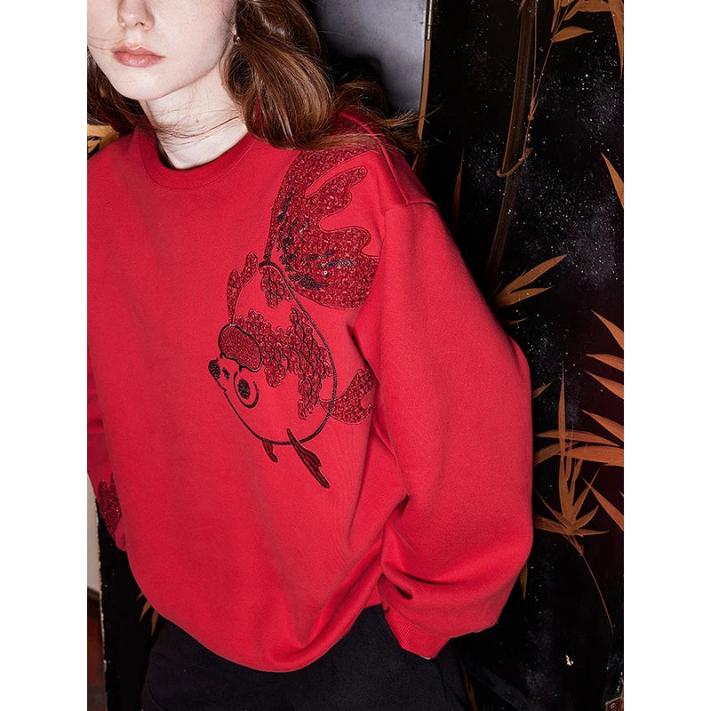 Cozy Thick Fleece Embroidered Sweaters