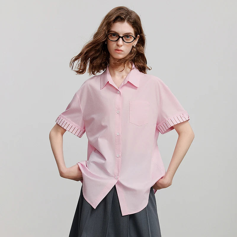 Stylish Short Sleeve Summer Blouse Shirt