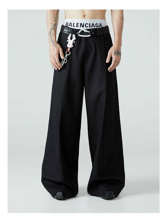 Luxury Designer Black Wide Leg Pants