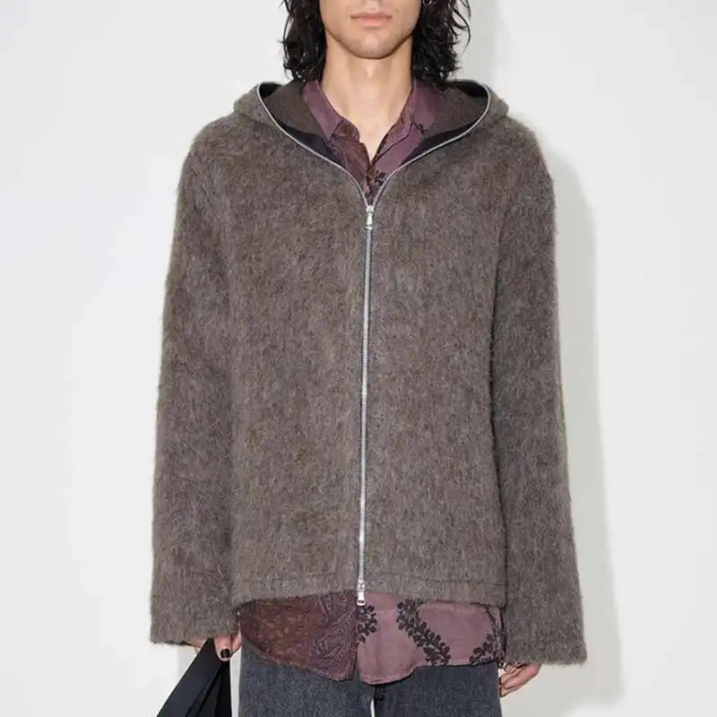 American Style Hooded Zipper Cardigan Sweater