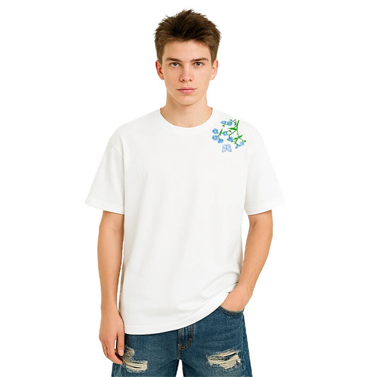 Vintage Butterfly Floral Embroidered T-Shirt