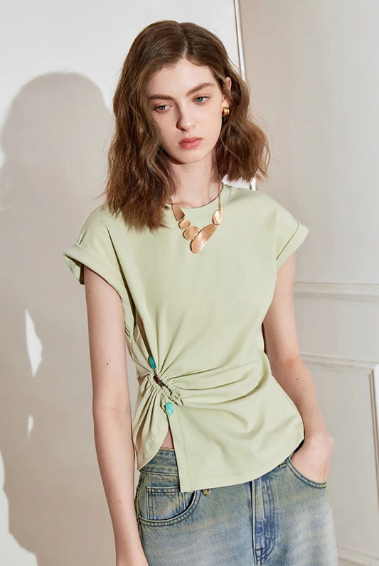 Twisted Lyocell Cotton Short Sleeve T-Shirt