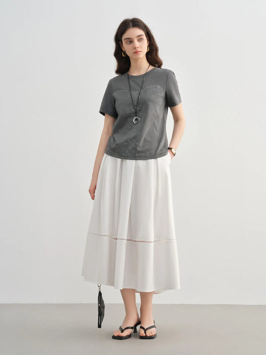 Bold Print Round Neck Knit T-Shirt