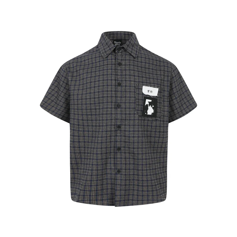 Retro Graffiti Plaid Short Sleeve Shirt