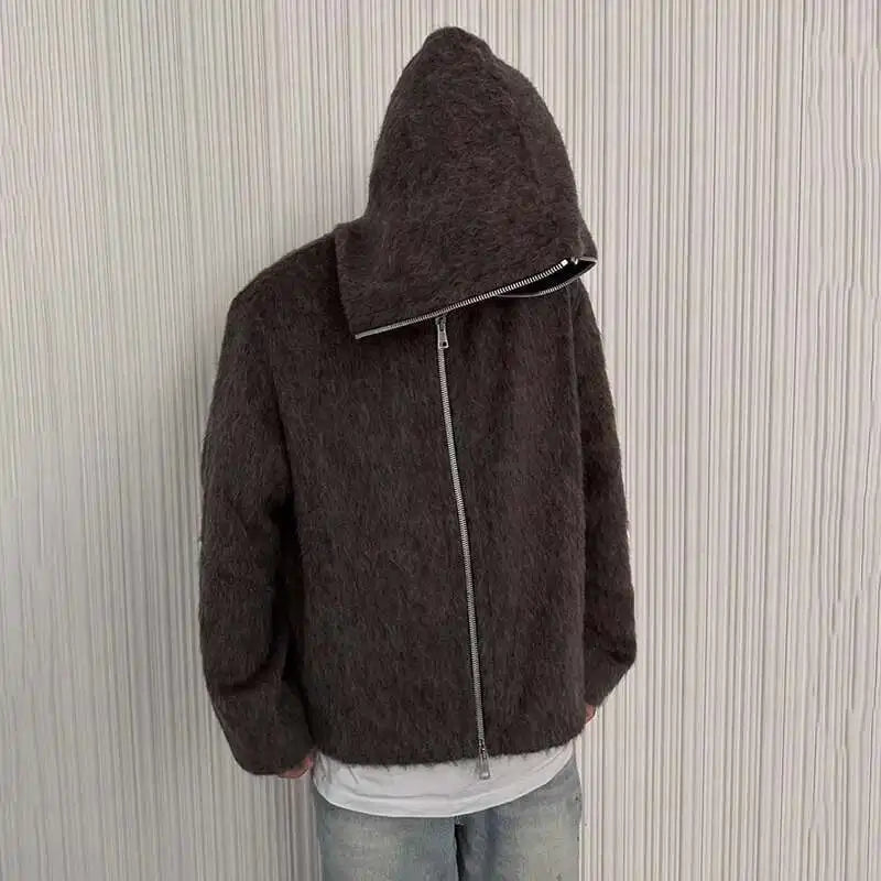 American Style Hooded Zipper Cardigan Sweater