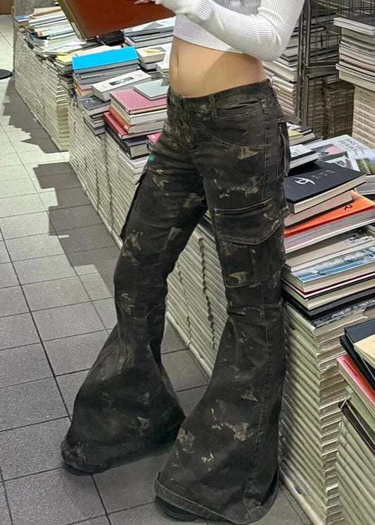 Vintage Camouflage Khaki High Waisted Jeans