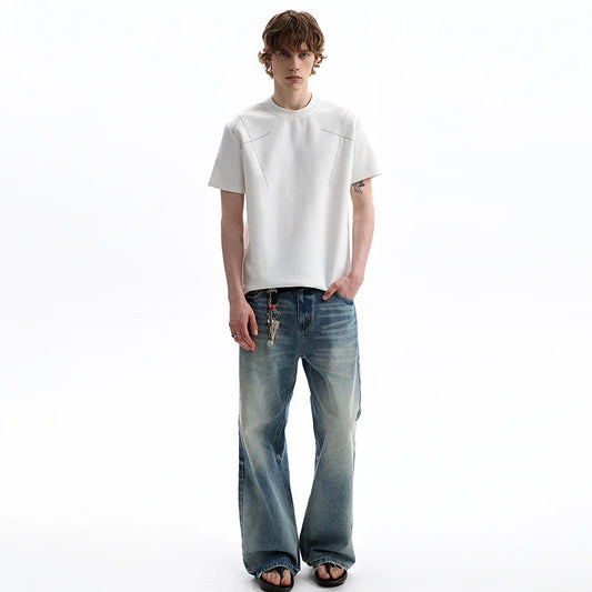 Striped Textured Short Sleeve Casual T-Shirt