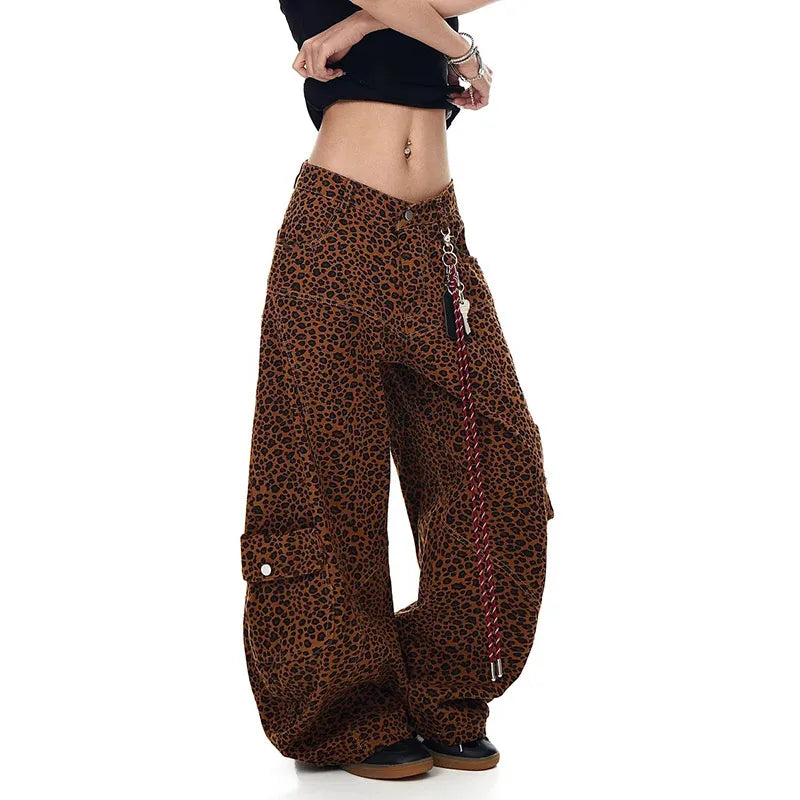 Leopard Print High Waist Slim Jeans