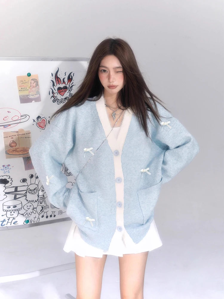 Cozy V-Neck Bow Knit sweater
