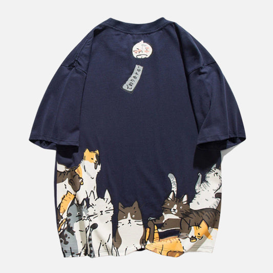 Graffiti Cat Graphic Short Sleeve T-Shirt