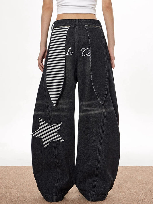 Vintage High Waist Black Wide Jeans